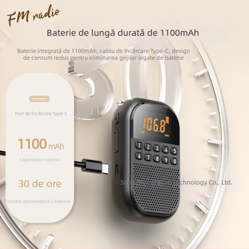 Radio pentru vârstnici cu card, difuzor mic, receptor portabil pentru vârstnici, FM/AM/Bluetooth multibandă
