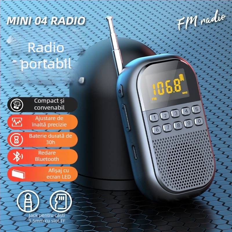 Radio pentru vârstnici cu card, difuzor mic, receptor portabil pentru vârstnici, FM/AM/Bluetooth multibandă