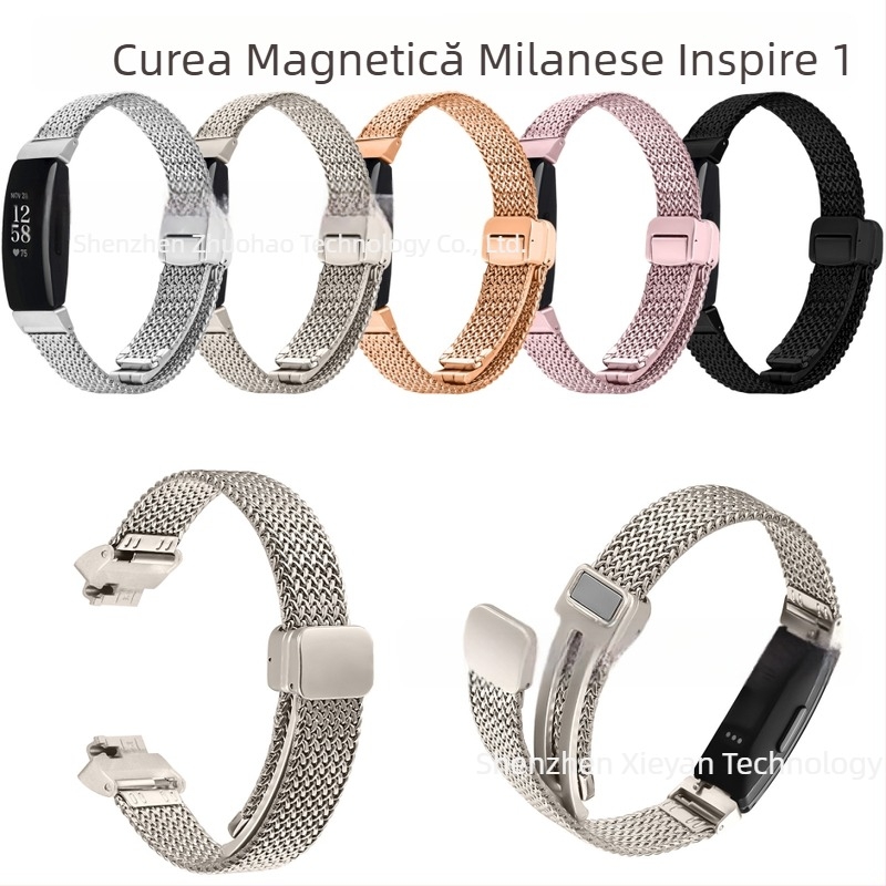 Potrivit pentru Fitbit inspire1/2, curea magnetică Milan Nice Mesh cu curea magnetică Milan în spic de hering