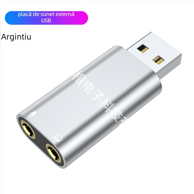 Placă de sunet externă USB, USB la căști + microfon, fără driver, pentru computer desktop, notebook, PS4, placă de sunet externă