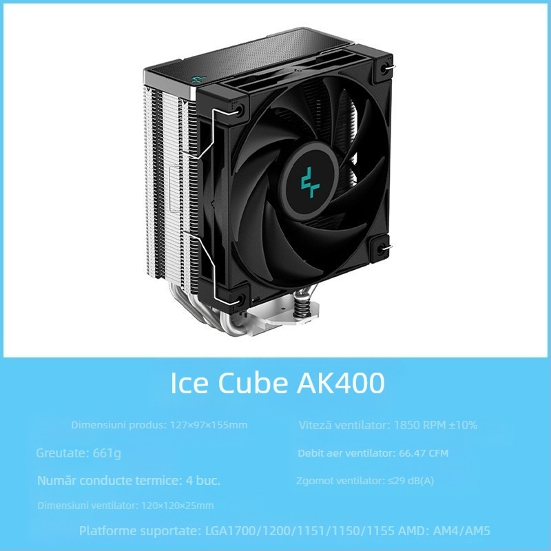 Kyushu Fengshen AK620 cu afișaj digital, radiator CPU alb, 1700 pini, placat cu nichel, 6 conducte de căldură, ventilator FDB silențios ARGB