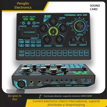 Microfon cu placă de sunet pentru jocuri cu transmisie live de 48V, exclusiv transfrontalier, pentru placa de sunet Sx91, versiunea chineză și engleză, cu efecte sonore personalizate