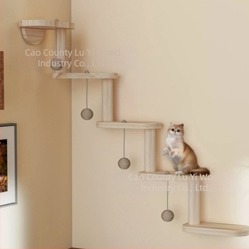 Cadru de cățărat pentru pisici din lemn masiv, gata făcut de producător, cadru pentru scară din lemn pentru pisici, montat pe perete, cadru de cățărat pentru pisici din lemn, suspendat pe perete, interior