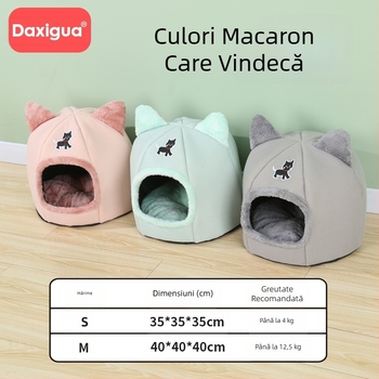 Cuibul de pisică este cald iarna, celebritate de pe internet, universal pentru toate anotimpurile, cuib de pisică de iarnă cu gogoașă super mare pentru pisici