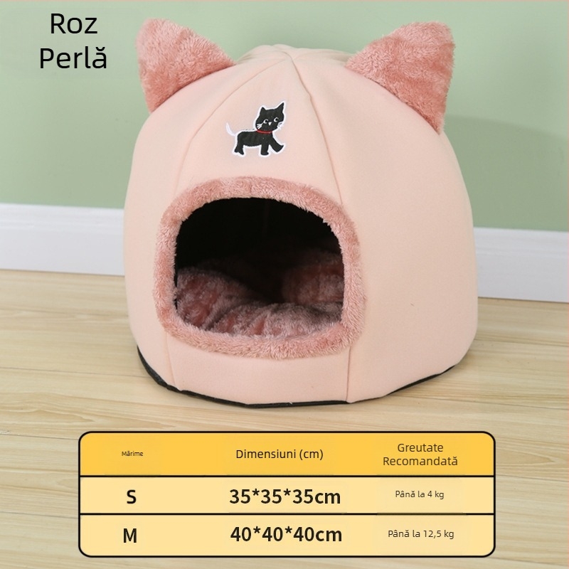 Cuibul de pisică este cald iarna, celebritate de pe internet, universal pentru toate anotimpurile, cuib de pisică de iarnă cu gogoașă super mare pentru pisici