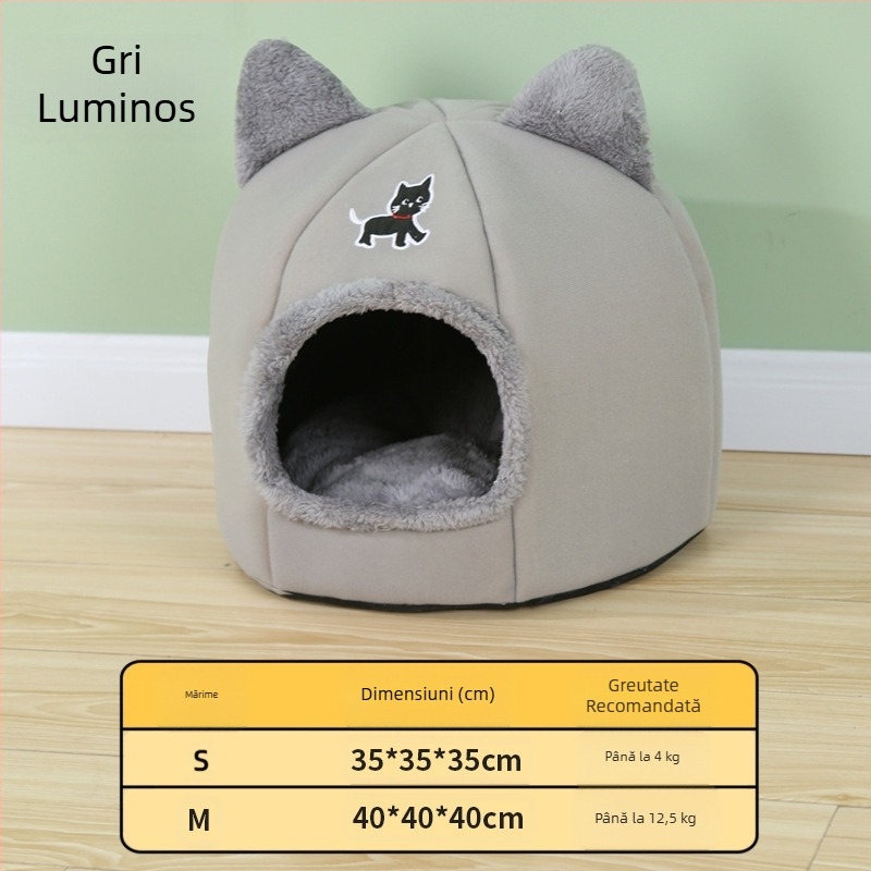 Cuibul de pisică este cald iarna, celebritate de pe internet, universal pentru toate anotimpurile, cuib de pisică de iarnă cu gogoașă super mare pentru pisici