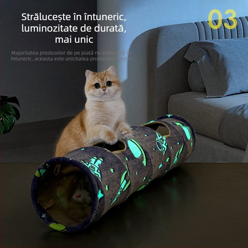 Tunel pentru pisici, luminos, cu auto-evadare, jucărie pentru pisici, tunel pliabil pentru pisici, cuib pentru pisici, model transfrontalier Amazon