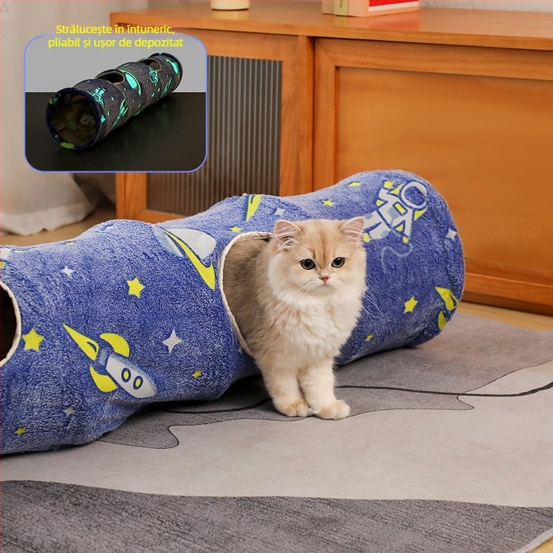 Tunel pentru pisici, luminos, cu auto-evadare, jucărie pentru pisici, tunel pliabil pentru pisici, cuib pentru pisici, model transfrontalier Amazon