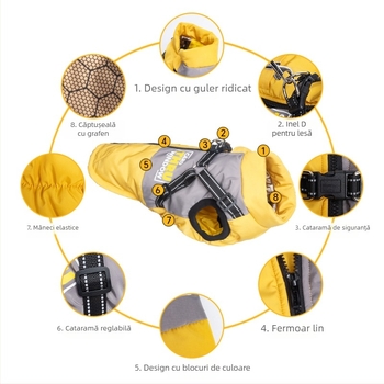 Haine noi pentru animale de companie, haine calde din bumbac pentru câini de talie mare, haine confortabile și impermeabile din bumbac pentru câini, haine cu blocare a temperaturii pentru căței, tracțiune rezistentă la vânt