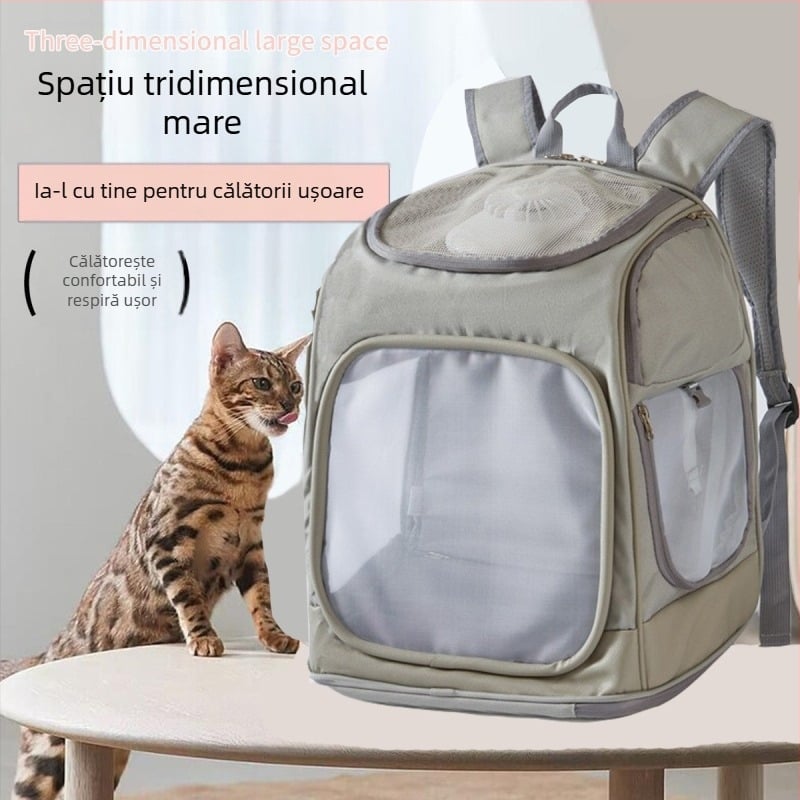 Rucsac nou pentru animale de companie, rucsac portabil pentru pisici, rucsac respirabil cu plasă, ventilator pentru pisici