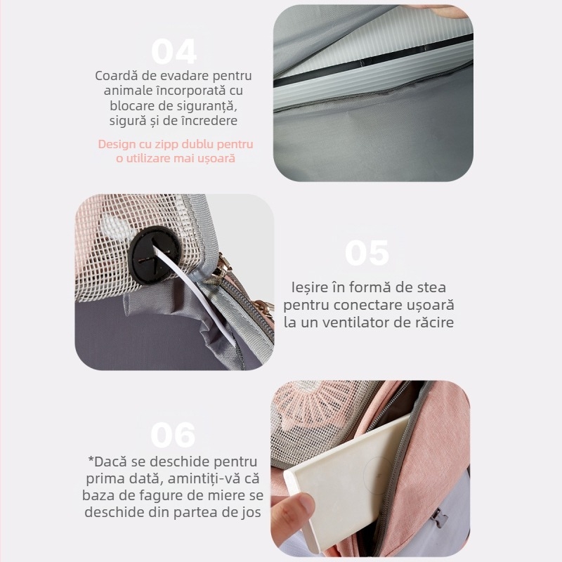 Rucsac nou pentru animale de companie, rucsac portabil pentru pisici, rucsac respirabil cu plasă, ventilator pentru pisici