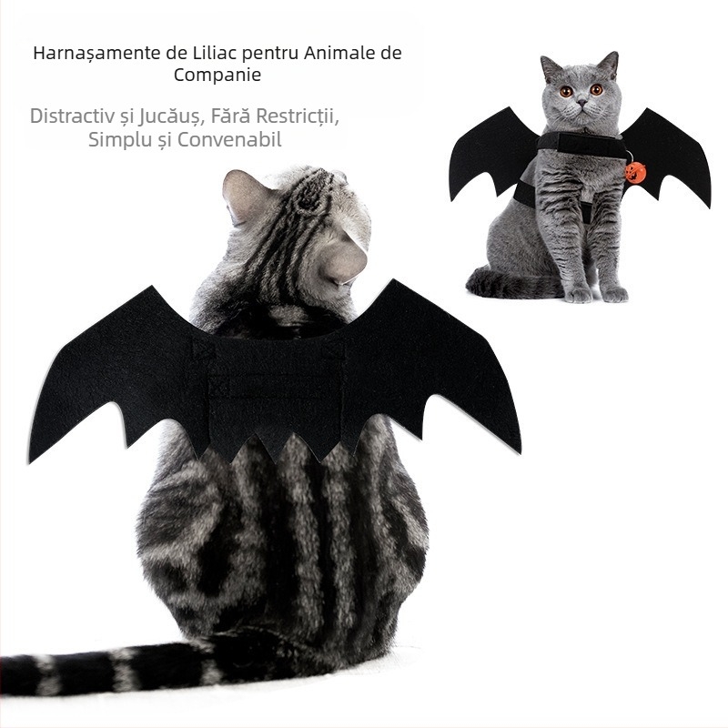Haine transfrontaliere pentru pisici, costume de Halloween pentru câini, haine pentru animale de companie, aripi de liliac, stil clopot, haine de transformare