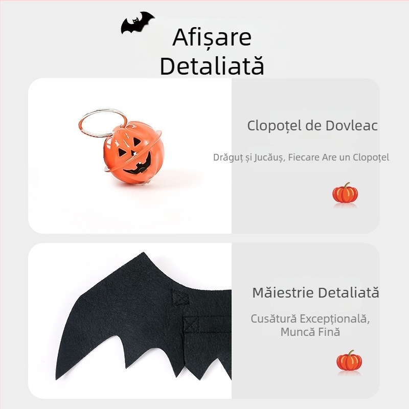 Haine transfrontaliere pentru pisici, costume de Halloween pentru câini, haine pentru animale de companie, aripi de liliac, stil clopot, haine de transformare