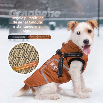 Haină de bumbac pentru câini cu tracțiune, haine reflectorizante pentru toamnă și iarnă pentru câini noi, vestă caldă și ușoară din grafen pentru animale de companie, culoare uni pentru câini