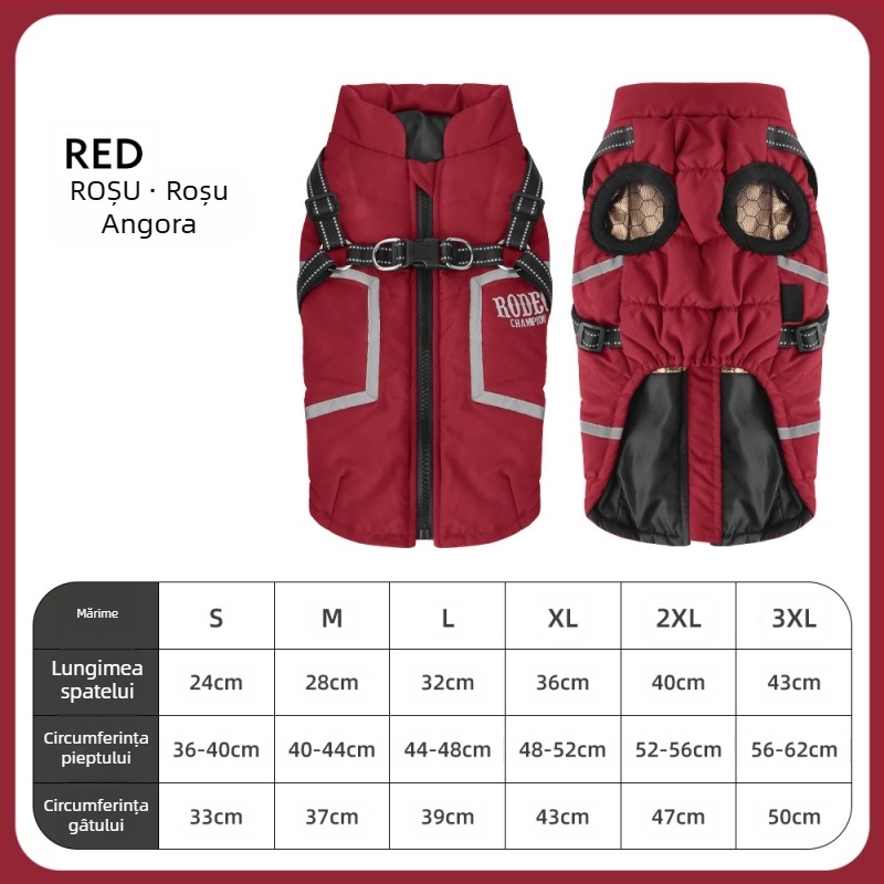 Haină de bumbac pentru câini cu tracțiune, haine reflectorizante pentru toamnă și iarnă pentru câini noi, vestă caldă și ușoară din grafen pentru animale de companie, culoare uni pentru câini