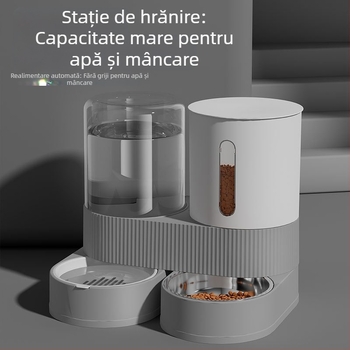 Mașină de hrănit cu apă potabilă pentru animale de companie, bol de hrănire cu apă și hrană două în unu pentru pisici, alimentator automat de apă potabilă de mare capacitate