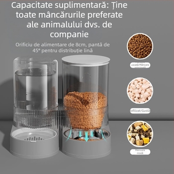 Mașină de hrănit cu apă potabilă pentru animale de companie, bol de hrănire cu apă și hrană două în unu pentru pisici, alimentator automat de apă potabilă de mare capacitate