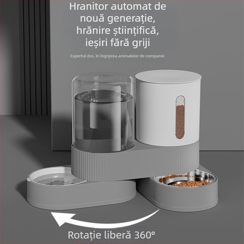 Mașină de hrănit cu apă potabilă pentru animale de companie, bol de hrănire cu apă și hrană două în unu pentru pisici, alimentator automat de apă potabilă de mare capacitate