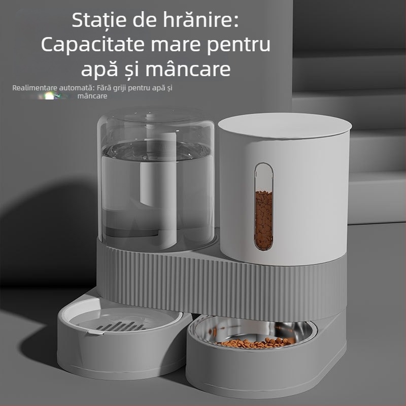 Mașină de hrănit cu apă potabilă pentru animale de companie, bol de hrănire cu apă și hrană două în unu pentru pisici, alimentator automat de apă potabilă de mare capacitate