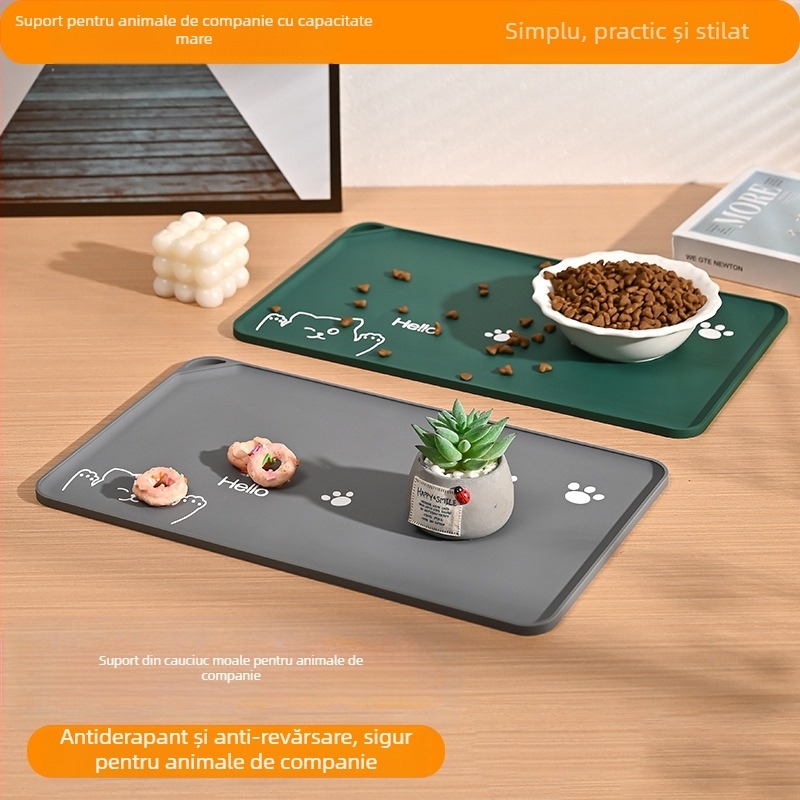 Covoraș pentru animale de companie, simplu, impermeabil și rezistent la ulei, pentru pisici, pentru hrănirea pisicilor, covoraș mare din cauciuc moale, antiderapant