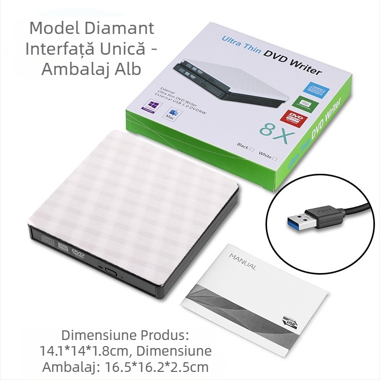 Unitate optică externă USB pentru DVD-uri 3.0, desktop, laptop, all-in-one, universală, disc extern, unitate optică mobilă