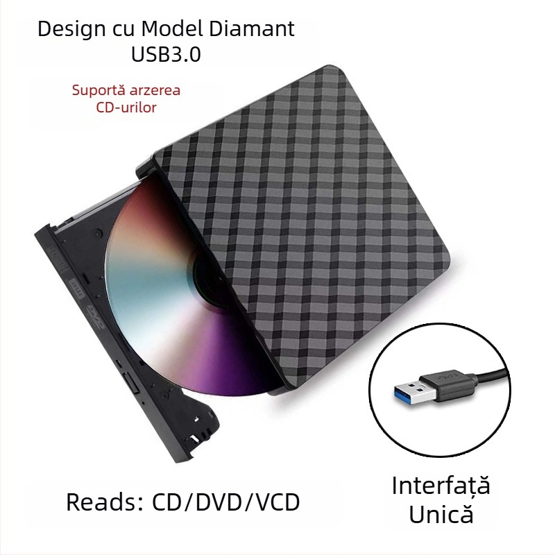 Unitate optică externă USB pentru DVD-uri 3.0, desktop, laptop, all-in-one, universală, disc extern, unitate optică mobilă