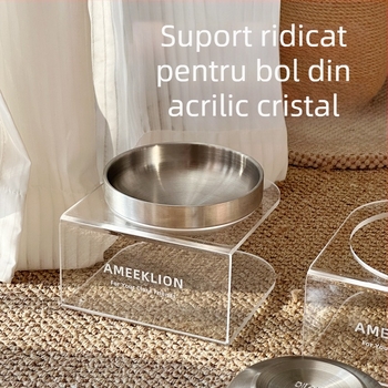 Bol pentru pisici din oțel inoxidabil, cu picior înalt, acrilic, suport elevat, protejează coloana cervicală, bol pentru câini, bol pentru câini cu diametru mare, bol pentru apă pentru animale de companie, bol pentru hrană