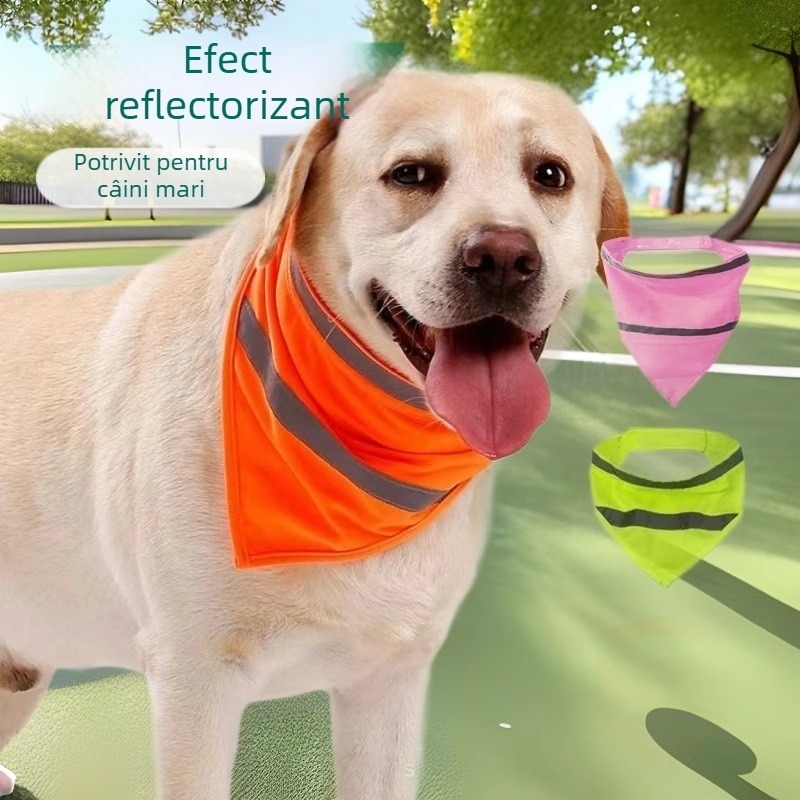 Eșarfă triunghiulară fluorescentă pentru câini mari, cu velcro, eșarfă pentru gâtul câinilor, eșarfă reflectorizantă pentru salivă, eșarfă, batistă, fluorescentă luminoasă