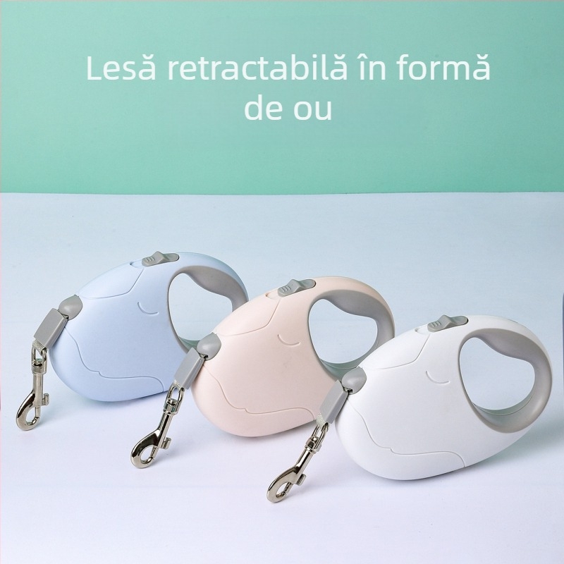 Frânghie de tracțiune retractabilă automată în formă de ou pentru câini, artefact retractabil pentru plimbări cu câini, frânghie pentru câini, hands-free