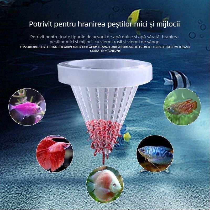 Hrănitor pentru viermi roșii, pâlnie de sticlă pentru viermi roșii, inel de hrănire, cupă pentru nematozi, hrănire pentru pești, nematozi, cupă pentru creveți în saramură