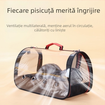 Geantă transparentă pentru pisici, ușor de ieșit, geantă de mână cu capacitate mare, respirabilă, cu un singur umăr, pentru animale de companie, geantă pliabilă pentru câini