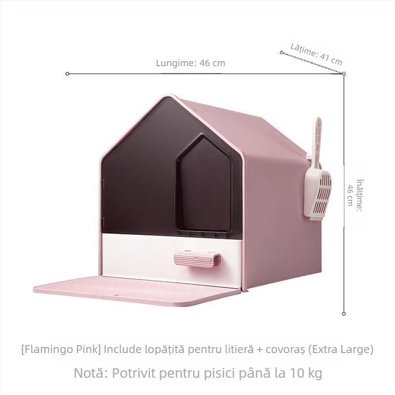 Litiera pentru pisici, complet închisă, deodorant mare extra mare, sertar anti-stropire, litieră pentru pisici, toaletă pentru pisici