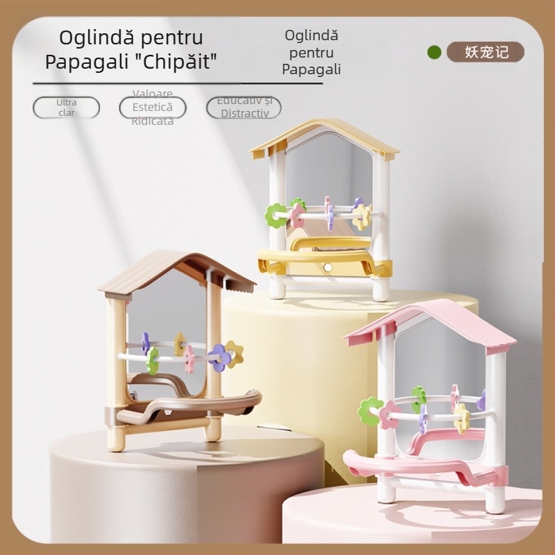 Colivie suspendată decorativă în formă de oglindă pentru papagali, peruși, păsări îndrăgostite, cockatiele și păsări mici