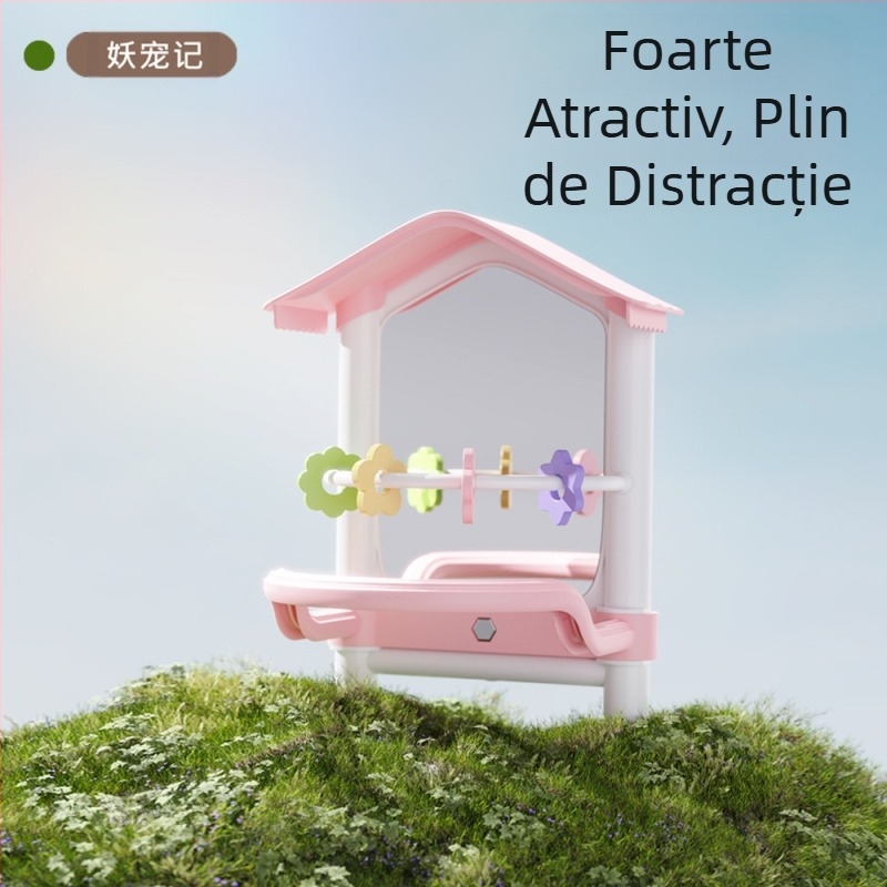 Colivie suspendată decorativă în formă de oglindă pentru papagali, peruși, păsări îndrăgostite, cockatiele și păsări mici