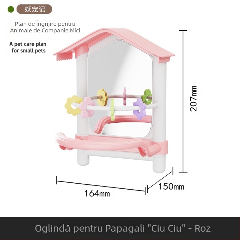 Colivie suspendată decorativă în formă de oglindă pentru papagali, peruși, păsări îndrăgostite, cockatiele și păsări mici