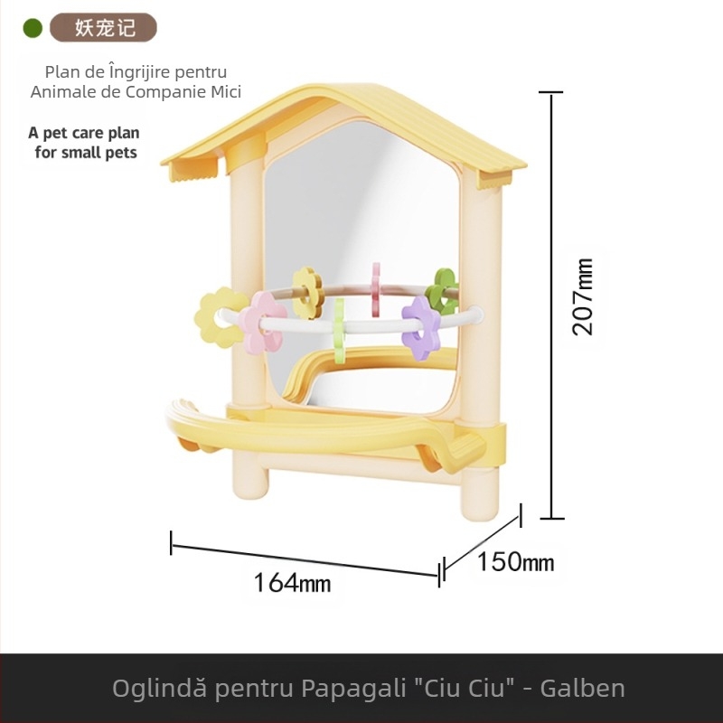 Colivie suspendată decorativă în formă de oglindă pentru papagali, peruși, păsări îndrăgostite, cockatiele și păsări mici