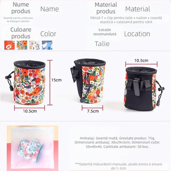 Geantă de dresaj pentru animale de companie în aer liber, convenabilă, cu capacitate mare, pentru hrana câinilor, material de scufundări, geantă de talie pentru câini, multicoloră, opțională