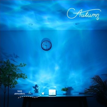 Lampă de proiecție cu cer înstelat, cu flacără de noptieră pătrată, cu ondulații de apă, cu atmosferă Bluetooth, dinamică și romantică