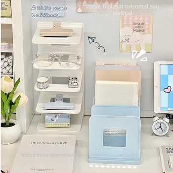 Suport de cărți pentru birou, material acrilic, Morandi, transparent, pentru depozitarea cărților pentru studenți, raft de papetărie pentru birou, raft de cărți, en-gros