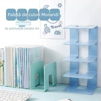 Suport de cărți pentru birou, material acrilic, Morandi, transparent, pentru depozitarea cărților pentru studenți, raft de papetărie pentru birou, raft de cărți, en-gros