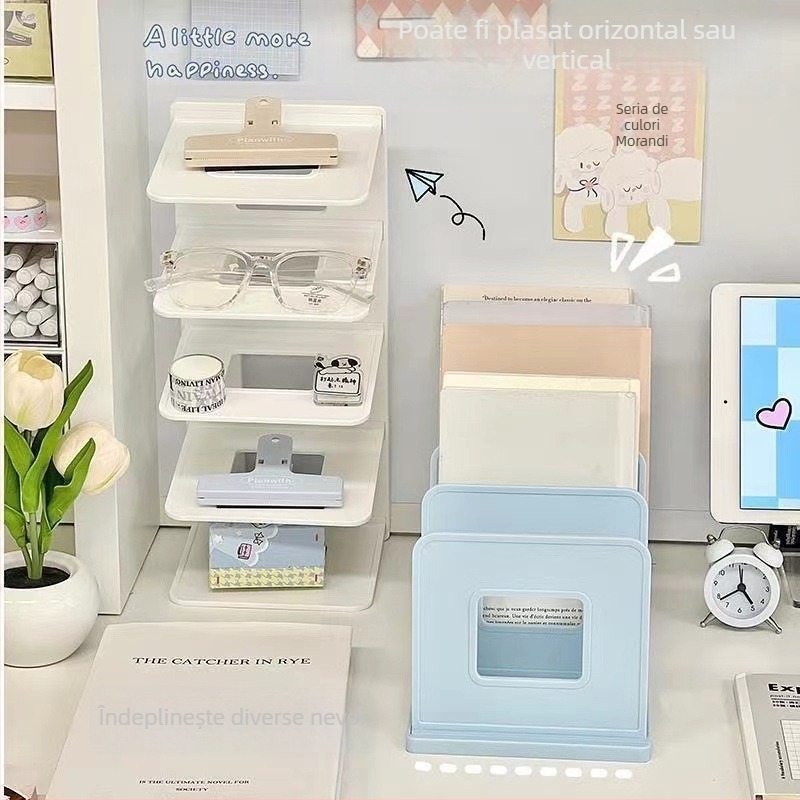 Suport de cărți pentru birou, material acrilic, Morandi, transparent, pentru depozitarea cărților pentru studenți, raft de papetărie pentru birou, raft de cărți, en-gros