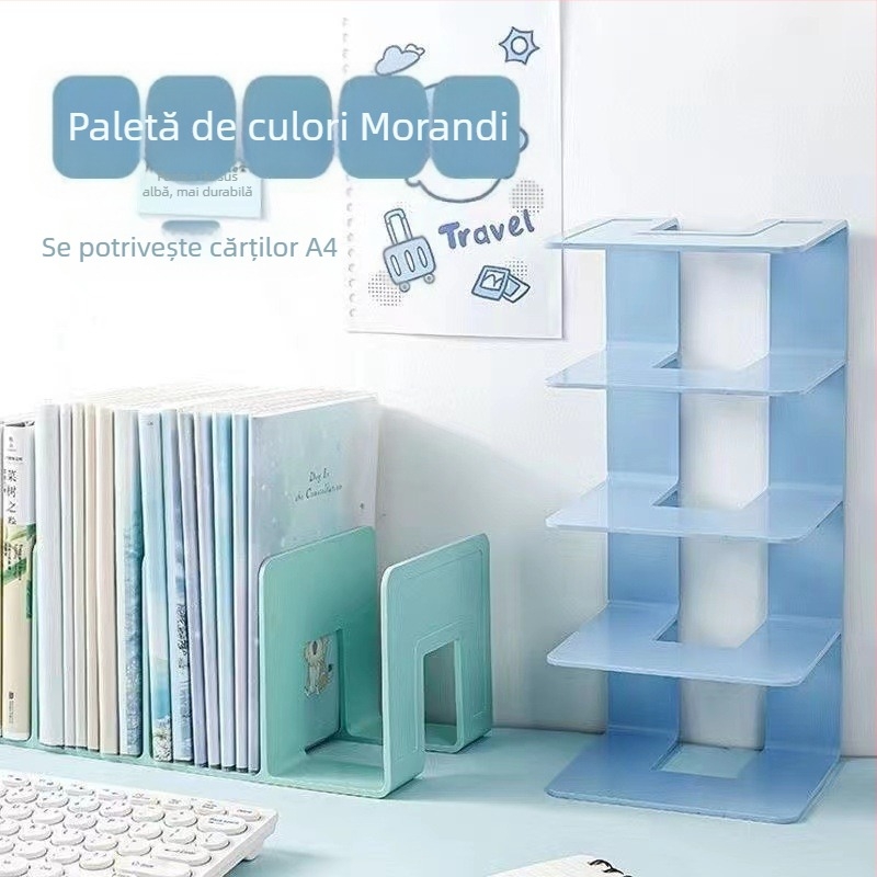 Suport de cărți pentru birou, material acrilic, Morandi, transparent, pentru depozitarea cărților pentru studenți, raft de papetărie pentru birou, raft de cărți, en-gros