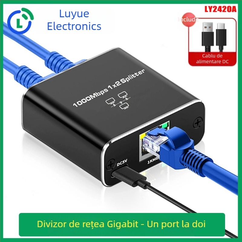 Ly2420 Splitter de rețea Gigabit, unul până la patru acces simultan la internet, port de rețea RJ45, ramificator, vânzare directă din fabrică
