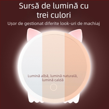 Oglindă de machiaj LED nouă, oglindă pliabilă pentru birou, oglindă portabilă avansată pentru dormitor, oglindă de dormit de mână