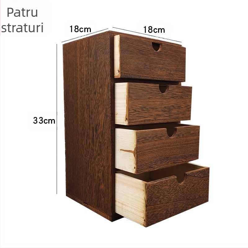 Cutie de depozitare din lemn în stil chinezesc, cutie de depozitare multistrat din lemn de tung de uz casnic, cutie de finisare pentru birou, cutie extragibilă pentru diverse obiecte