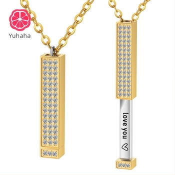 Colier de păpușă cu set de diamante din oțel inoxidabil transfrontalier, inscripționat DIY, cu colier stereo telescopic cu diamant, cadou de Crăciun