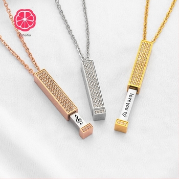 Colier de păpușă cu set de diamante din oțel inoxidabil transfrontalier, inscripționat DIY, cu colier stereo telescopic cu diamant, cadou de Crăciun