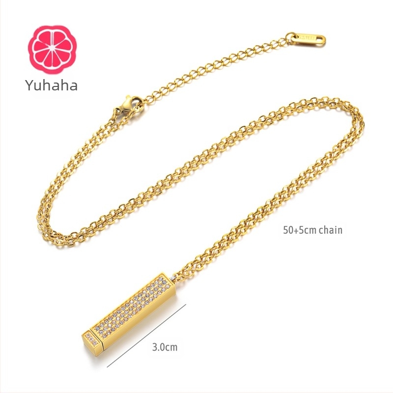 Colier de păpușă cu set de diamante din oțel inoxidabil transfrontalier, inscripționat DIY, cu colier stereo telescopic cu diamant, cadou de Crăciun