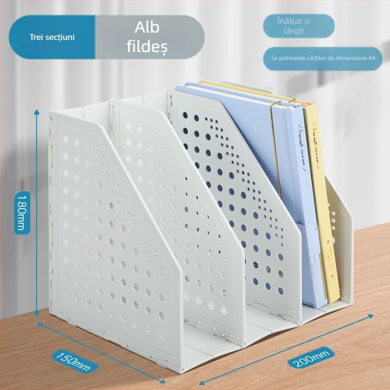 Deli TB505, raft de dosare pliabil, pentru birou, suport de cărți extensibil pentru dosare stratificate, pentru contract