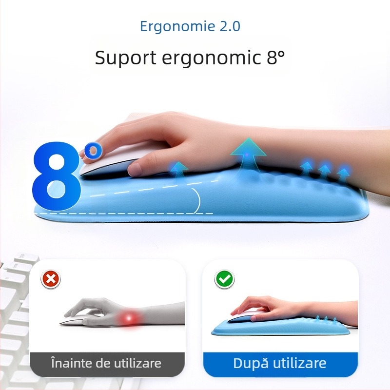 Pernă de mouse cu spumă cu memorie, moale, cu revenire lentă, cu senzație de piele, simplu, pentru birou, pad din silicon pentru încheietura mâinii